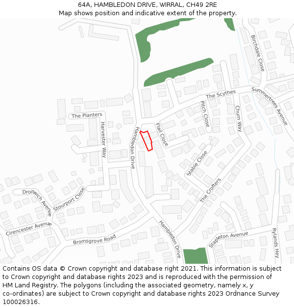 64A, HAMBLEDON DRIVE, WIRRAL, CH49 2RE: Location map and indicative extent of plot