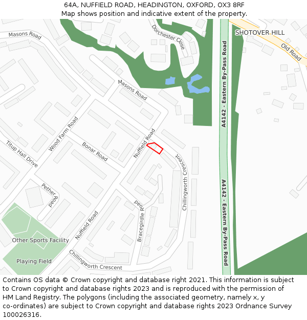 64A, NUFFIELD ROAD, HEADINGTON, OXFORD, OX3 8RF: Location map and indicative extent of plot