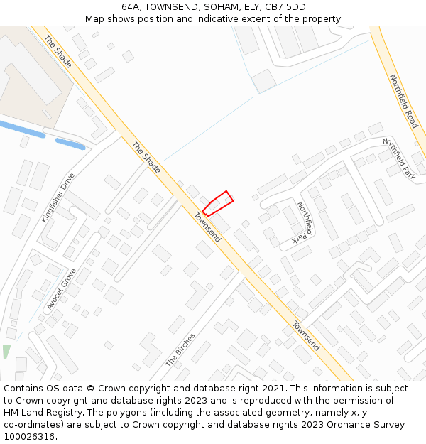 64A, TOWNSEND, SOHAM, ELY, CB7 5DD: Location map and indicative extent of plot