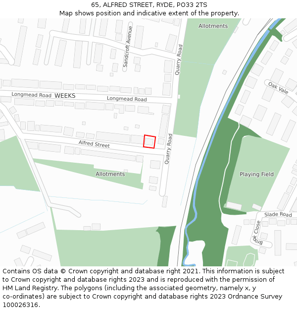 65, ALFRED STREET, RYDE, PO33 2TS: Location map and indicative extent of plot