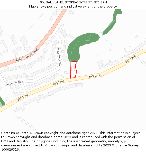 65, BALL LANE, STOKE-ON-TRENT, ST6 8PN: Location map and indicative extent of plot