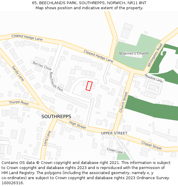 65, BEECHLANDS PARK, SOUTHREPPS, NORWICH, NR11 8NT: Location map and indicative extent of plot