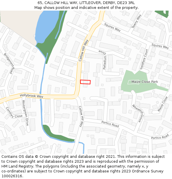 65, CALLOW HILL WAY, LITTLEOVER, DERBY, DE23 3RL: Location map and indicative extent of plot