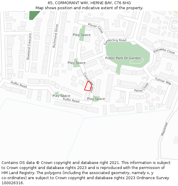 65, CORMORANT WAY, HERNE BAY, CT6 6HG: Location map and indicative extent of plot