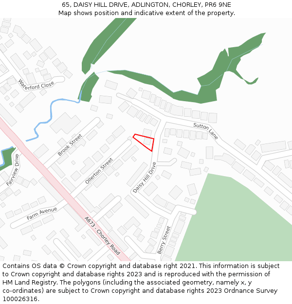 65, DAISY HILL DRIVE, ADLINGTON, CHORLEY, PR6 9NE: Location map and indicative extent of plot