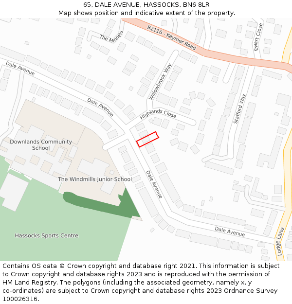 65, DALE AVENUE, HASSOCKS, BN6 8LR: Location map and indicative extent of plot