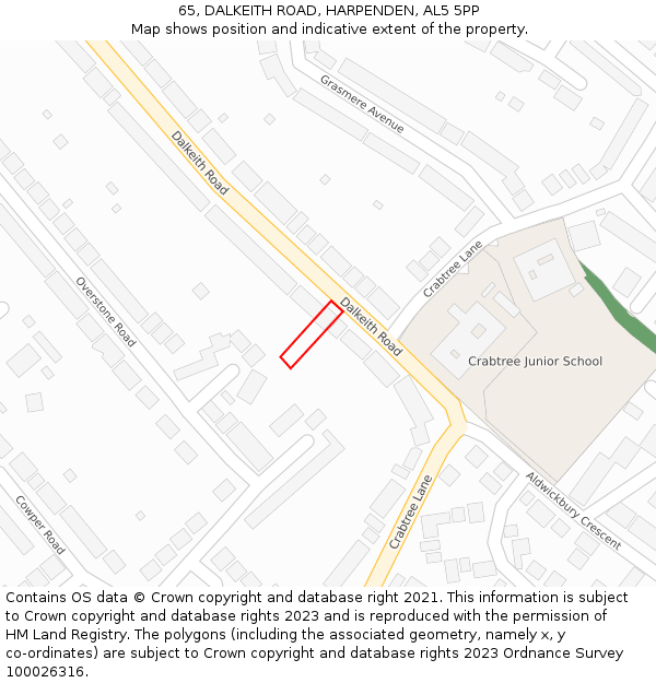 65, DALKEITH ROAD, HARPENDEN, AL5 5PP: Location map and indicative extent of plot