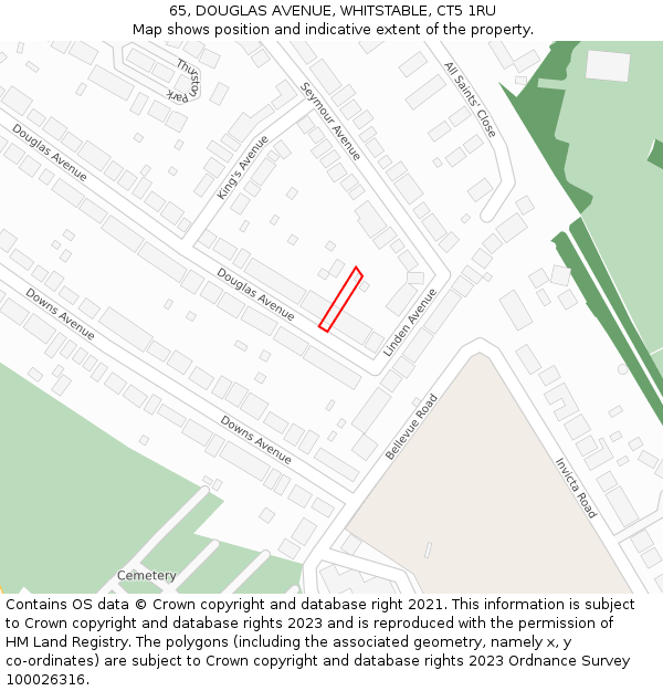 65, DOUGLAS AVENUE, WHITSTABLE, CT5 1RU: Location map and indicative extent of plot