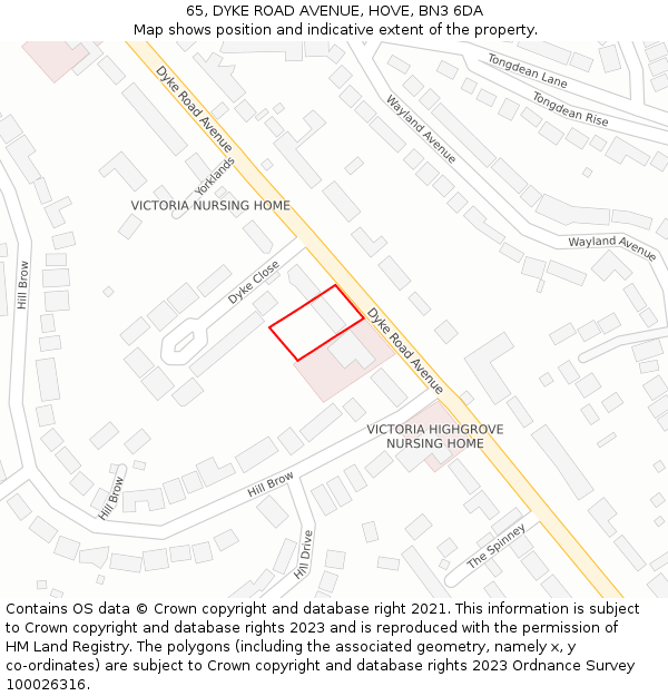 65, DYKE ROAD AVENUE, HOVE, BN3 6DA: Location map and indicative extent of plot