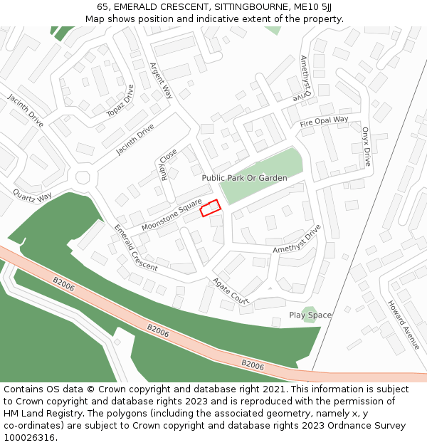 65, EMERALD CRESCENT, SITTINGBOURNE, ME10 5JJ: Location map and indicative extent of plot