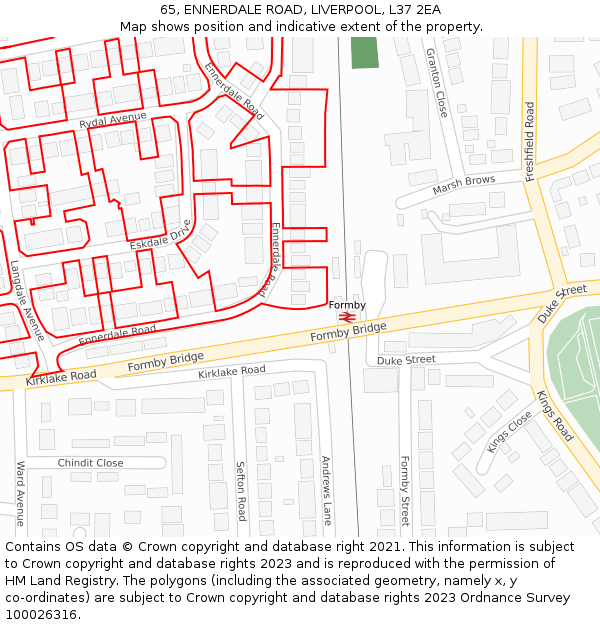 65, ENNERDALE ROAD, LIVERPOOL, L37 2EA: Location map and indicative extent of plot