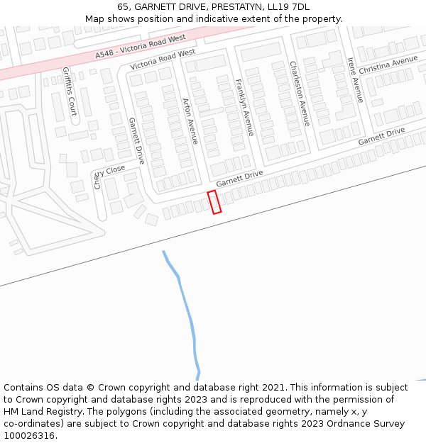 65, GARNETT DRIVE, PRESTATYN, LL19 7DL: Location map and indicative extent of plot