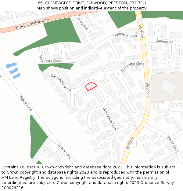 65, GLENEAGLES DRIVE, FULWOOD, PRESTON, PR2 7EU: Location map and indicative extent of plot