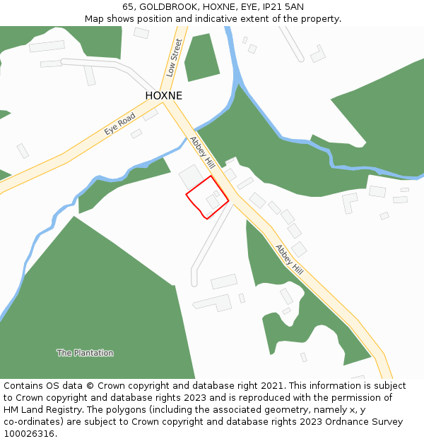 65, GOLDBROOK, HOXNE, EYE, IP21 5AN: Location map and indicative extent of plot