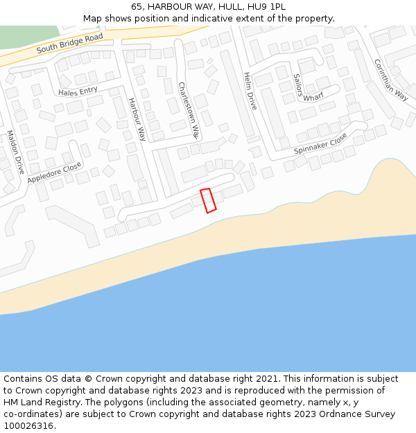 65, HARBOUR WAY, HULL, HU9 1PL: Location map and indicative extent of plot