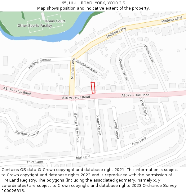 65, HULL ROAD, YORK, YO10 3JS: Location map and indicative extent of plot