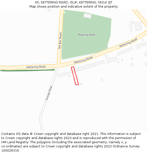 65, KETTERING ROAD, ISLIP, KETTERING, NN14 3JT: Location map and indicative extent of plot