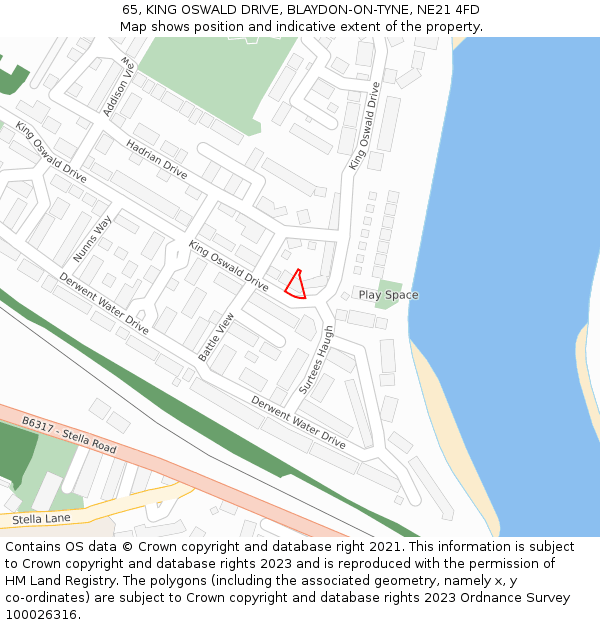 65, KING OSWALD DRIVE, BLAYDON-ON-TYNE, NE21 4FD: Location map and indicative extent of plot