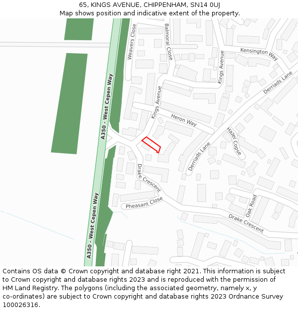 65, KINGS AVENUE, CHIPPENHAM, SN14 0UJ: Location map and indicative extent of plot