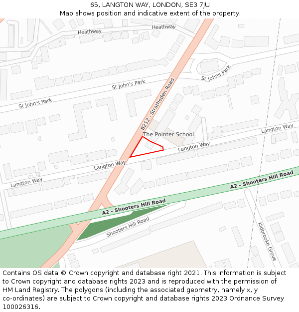 65, LANGTON WAY, LONDON, SE3 7JU: Location map and indicative extent of plot