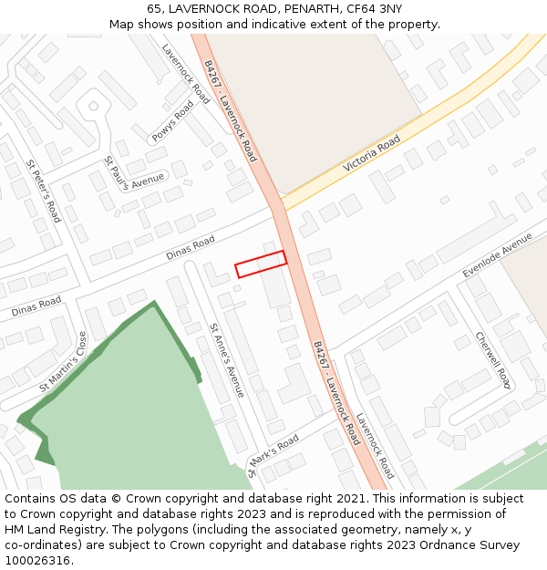 65, LAVERNOCK ROAD, PENARTH, CF64 3NY: Location map and indicative extent of plot