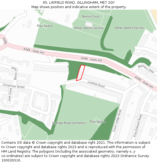 65, LAYFIELD ROAD, GILLINGHAM, ME7 2QY: Location map and indicative extent of plot