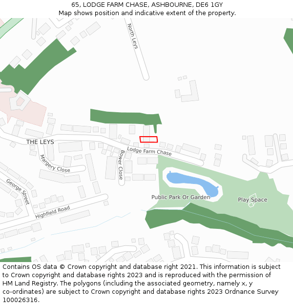 65, LODGE FARM CHASE, ASHBOURNE, DE6 1GY: Location map and indicative extent of plot