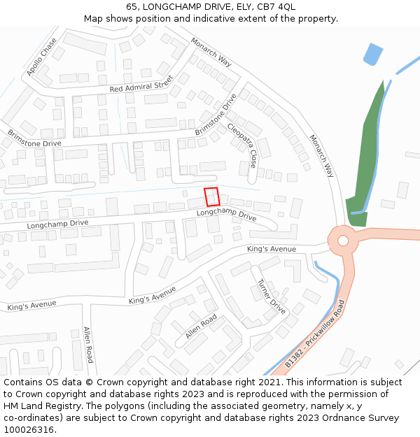 65, LONGCHAMP DRIVE, ELY, CB7 4QL: Location map and indicative extent of plot