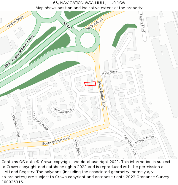 65, NAVIGATION WAY, HULL, HU9 1SW: Location map and indicative extent of plot