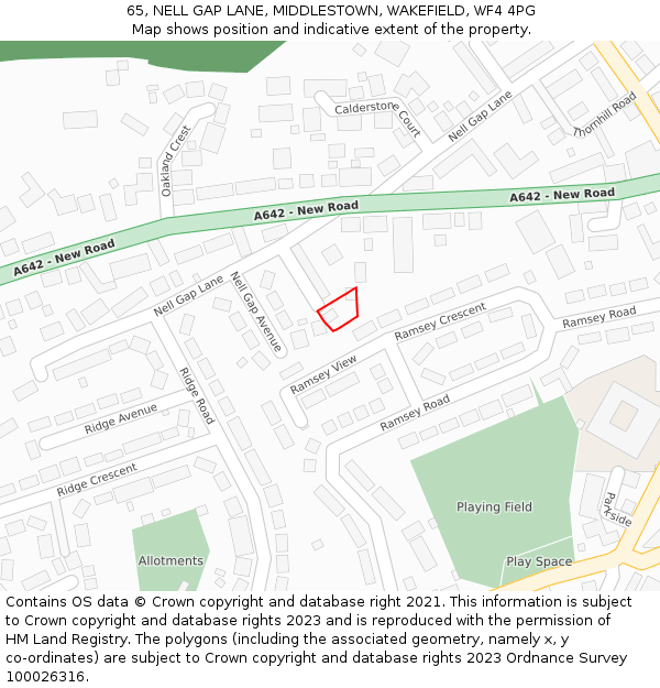 65, NELL GAP LANE, MIDDLESTOWN, WAKEFIELD, WF4 4PG: Location map and indicative extent of plot