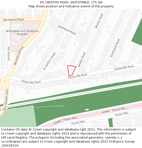 65, NEWTON ROAD, WHITSTABLE, CT5 2JA: Location map and indicative extent of plot