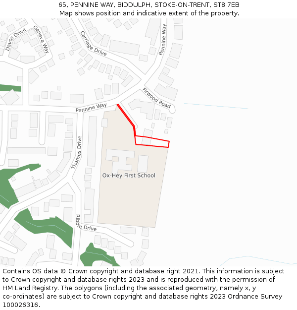 65, PENNINE WAY, BIDDULPH, STOKE-ON-TRENT, ST8 7EB: Location map and indicative extent of plot