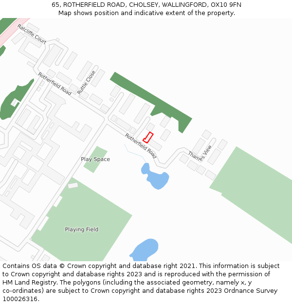 65, ROTHERFIELD ROAD, CHOLSEY, WALLINGFORD, OX10 9FN: Location map and indicative extent of plot