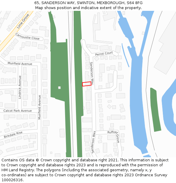 65, SANDERSON WAY, SWINTON, MEXBOROUGH, S64 8FG: Location map and indicative extent of plot