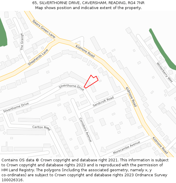 65, SILVERTHORNE DRIVE, CAVERSHAM, READING, RG4 7NR: Location map and indicative extent of plot