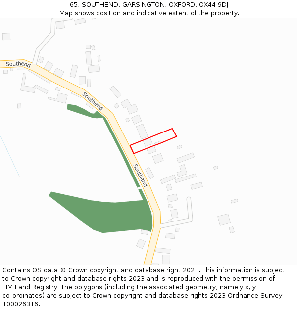 65, SOUTHEND, GARSINGTON, OXFORD, OX44 9DJ: Location map and indicative extent of plot