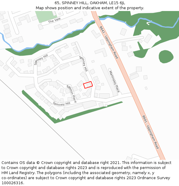 65, SPINNEY HILL, OAKHAM, LE15 6JL: Location map and indicative extent of plot