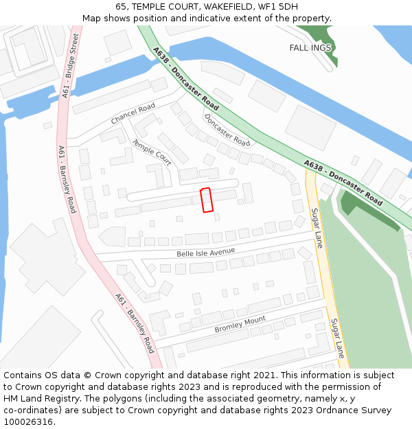 65, TEMPLE COURT, WAKEFIELD, WF1 5DH: Location map and indicative extent of plot