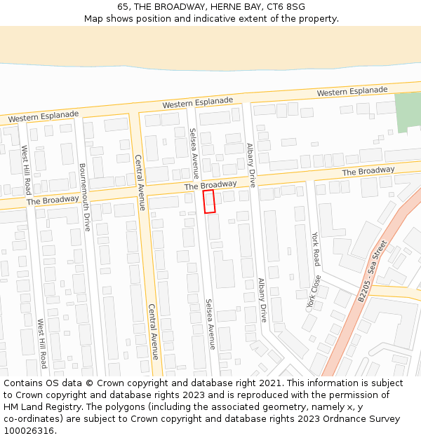 65, THE BROADWAY, HERNE BAY, CT6 8SG: Location map and indicative extent of plot