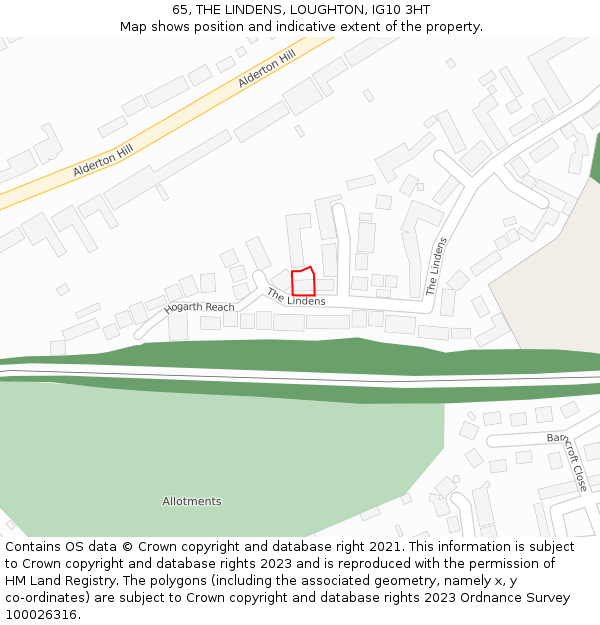 65, THE LINDENS, LOUGHTON, IG10 3HT: Location map and indicative extent of plot