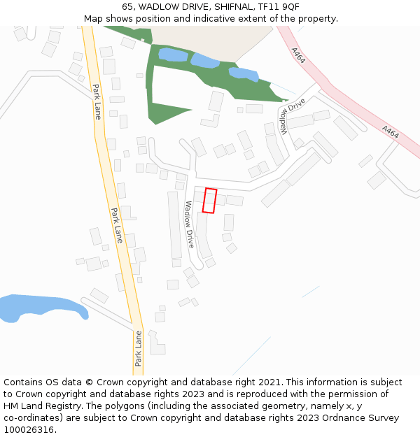 65, WADLOW DRIVE, SHIFNAL, TF11 9QF: Location map and indicative extent of plot