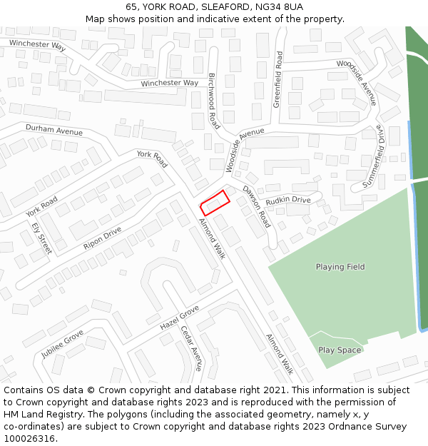 65, YORK ROAD, SLEAFORD, NG34 8UA: Location map and indicative extent of plot