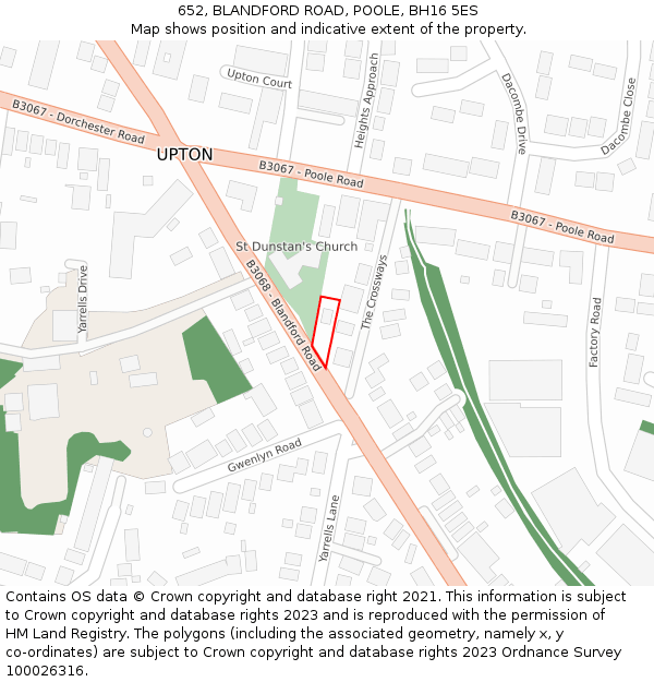 652, BLANDFORD ROAD, POOLE, BH16 5ES: Location map and indicative extent of plot