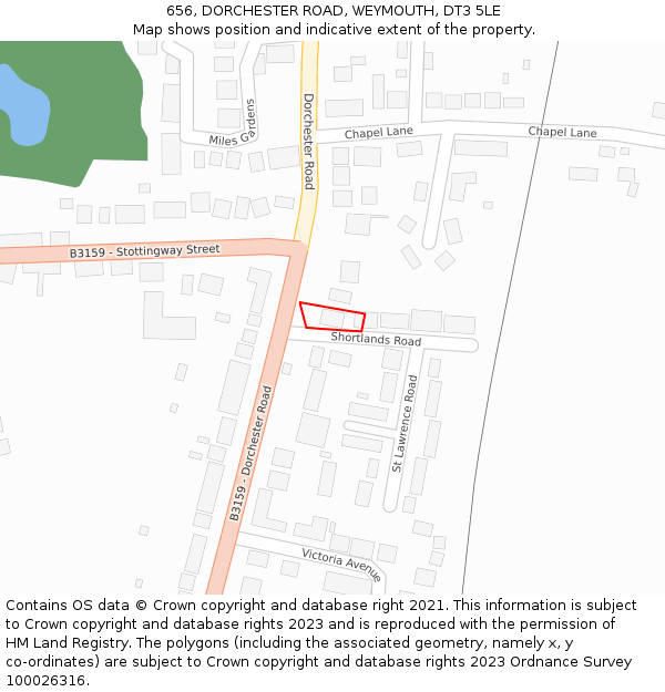 656, DORCHESTER ROAD, WEYMOUTH, DT3 5LE: Location map and indicative extent of plot