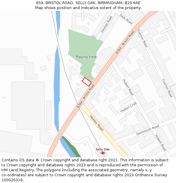 659, BRISTOL ROAD, SELLY OAK, BIRMINGHAM, B29 6AE: Location map and indicative extent of plot