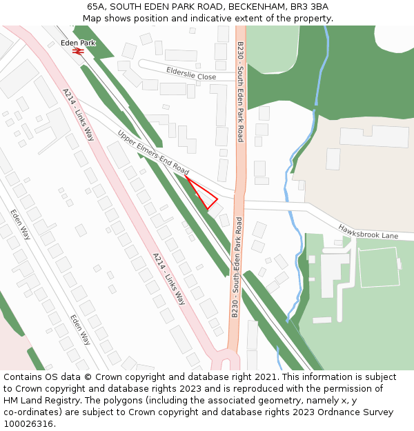 65A, SOUTH EDEN PARK ROAD, BECKENHAM, BR3 3BA: Location map and indicative extent of plot