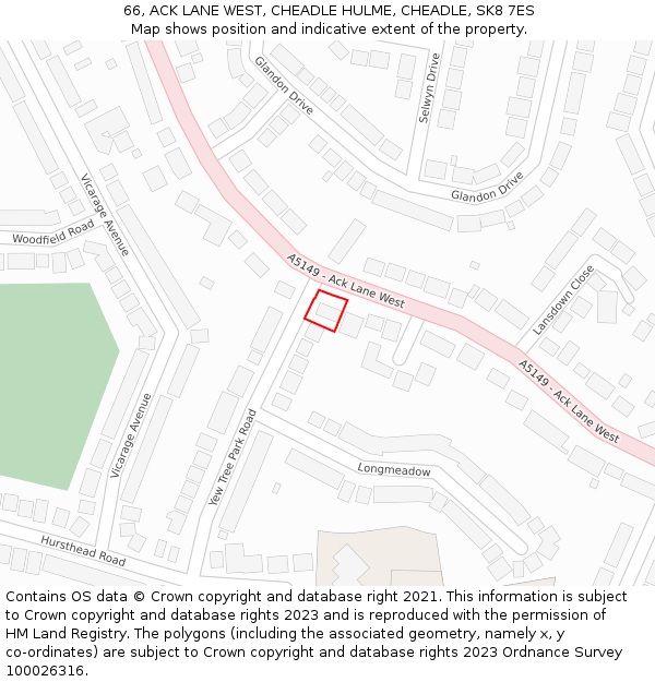 66, ACK LANE WEST, CHEADLE HULME, CHEADLE, SK8 7ES: Location map and indicative extent of plot