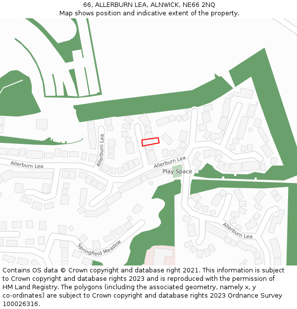 66, ALLERBURN LEA, ALNWICK, NE66 2NQ: Location map and indicative extent of plot