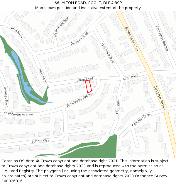 66, ALTON ROAD, POOLE, BH14 8SP: Location map and indicative extent of plot