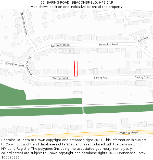 66, BARING ROAD, BEACONSFIELD, HP9 2NF: Location map and indicative extent of plot